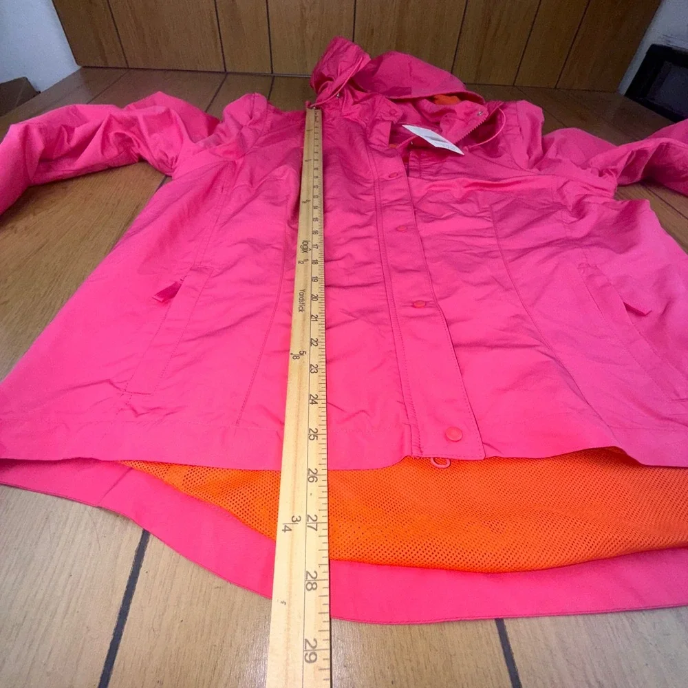 J.Jill Hot Pink Tall‎ Hooded Lightweight Snap Front Jacket Women's Size L